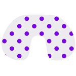 Polka Dots - Violet on White Travel Neck Pillow