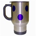 Polka Dots - Violet on White Travel Mug (Silver Gray)