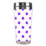 Polka Dots - Violet on White Stainless Steel Travel Tumbler
