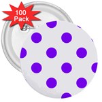 Polka Dots - Violet on White 3  Button (100 pack)