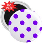Polka Dots - Violet on White 3  Magnet (100 pack)