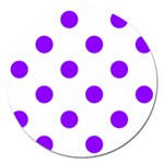 Polka Dots - Violet on White Magnet 5  (Round)