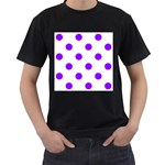 Polka Dots - Violet on White Men s T-Shirt (Black)