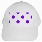 Polka Dots - Violet on White White Cap