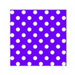 Polka Dots - White on Indigo Violet Small Satin Scarf  (Square)