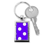 Polka Dots - White on Indigo Violet Key Chain (Rectangle)