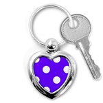 Polka Dots - White on Indigo Violet Key Chain (Heart)