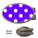Polka Dots - White on Indigo Violet Money Clip (Oval)