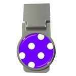 Polka Dots - White on Indigo Violet Money Clip (Round)