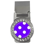 Polka Dots - White on Indigo Violet Money Clip (CZ)