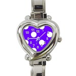 Polka Dots - White on Indigo Violet Heart Italian Charm Watch