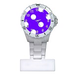 Polka Dots - White on Indigo Violet Nurses Watch
