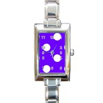 Polka Dots - White on Indigo Violet Rectangle Italian Charm Watch