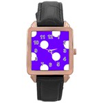 Polka Dots - White on Indigo Violet Rose Gold Leather Watch