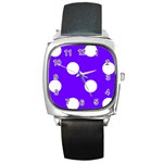 Polka Dots - White on Indigo Violet Square Metal Watch