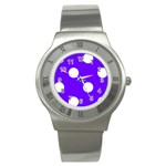 Polka Dots - White on Indigo Violet Stainless Steel Watch
