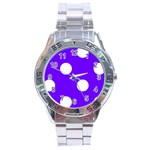 Polka Dots - White on Indigo Violet Stainless Steel Analogue Watch