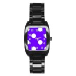 Polka Dots - White on Indigo Violet Stainless Steel Barrel Watch