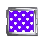Polka Dots - White on Indigo Violet Mega Link Italian Charm (18mm)