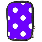 Polka Dots - White on Indigo Violet Compact Camera Leather Case