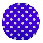 Polka Dots - White on Indigo Violet Large 18  Premium Flano Round Cushion
