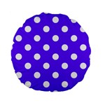 Polka Dots - White on Indigo Violet Standard 15  Premium Round Cushion