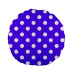 Polka Dots - White on Indigo Violet Standard 15  Premium Flano Round Cushion