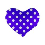 Polka Dots - White on Indigo Violet Standard 16  Premium Heart Shape Cushion