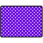 Polka Dots - White on Indigo Violet Fleece Blanket (Large) (One Side)