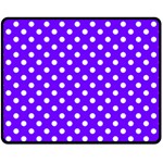 Polka Dots - White on Indigo Violet Fleece Blanket (Medium) (One Side)