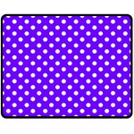Polka Dots - White on Indigo Violet Double Sided Fleece Blanket (Medium) (Two Sides)