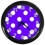 Polka Dots - White on Indigo Violet Wall Clock (Black)