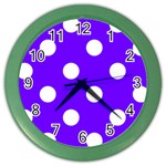 Polka Dots - White on Indigo Violet Color Wall Clock