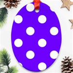 Polka Dots - White on Indigo Violet Oval Ornament (Two Sides)