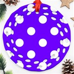 Polka Dots - White on Indigo Violet Ornament (Round Filigree)