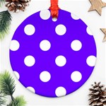 Polka Dots - White on Indigo Violet Ornament (Round)