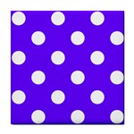 Polka Dots - White on Indigo Violet Tile Coaster