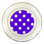 Polka Dots - White on Indigo Violet Porcelain Plate