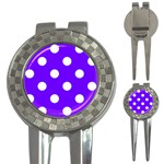 Polka Dots - White on Indigo Violet 3-in-1 Golf Divot