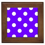 Polka Dots - White on Indigo Violet Framed Tile