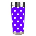Polka Dots - White on Indigo Violet Stainless Steel Travel Tumbler