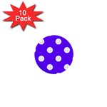Polka Dots - White on Indigo Violet 1  Mini Button (10 pack)