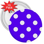 Polka Dots - White on Indigo Violet 3  Button (10 pack)