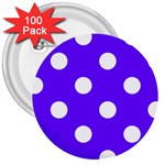 Polka Dots - White on Indigo Violet 3  Button (100 pack)