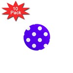 Polka Dots - White on Indigo Violet 1  Mini Magnet (10 pack)