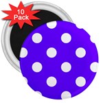 Polka Dots - White on Indigo Violet 3  Magnet (10 pack)