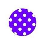 Polka Dots - White on Indigo Violet Magnet 3  (Round)