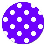 Polka Dots - White on Indigo Violet Magnet 5  (Round)