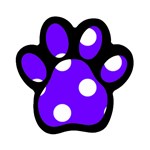 Polka Dots - White on Indigo Violet Magnet (Paw Print)