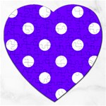 Polka Dots - White on Indigo Violet Jigsaw Puzzle (Heart)